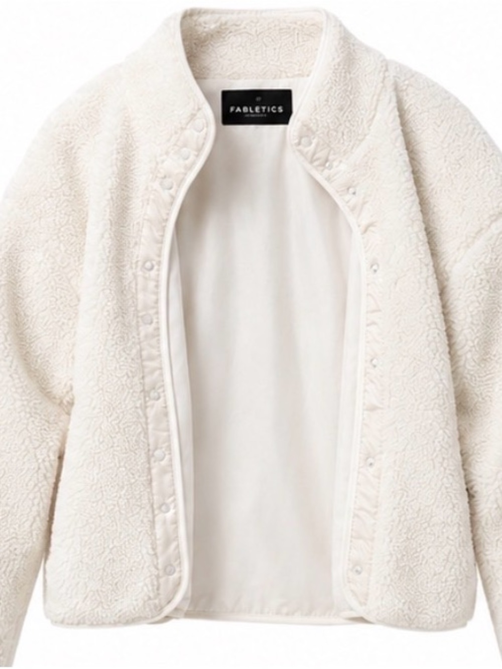Fabletics Cream Sherpa Snap-Front Jacket